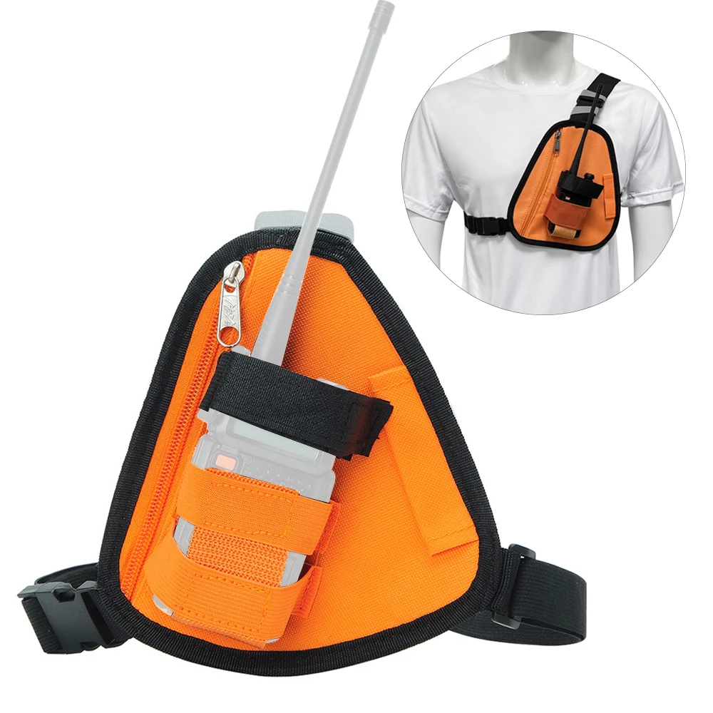 Walkie talkie peito arnês ombro rádio coldre pacote ajustável peito rig bolsa coldre bolsa de telefone celular caça ao ar livre