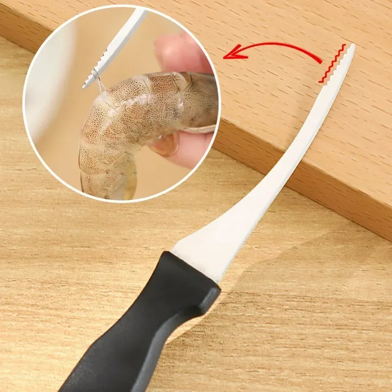 Stainless Steel Shrimp Wire Knife Cleaning Kitchen Tool Seafood Tools PP Handle Portable Shrimp Line Cleaner