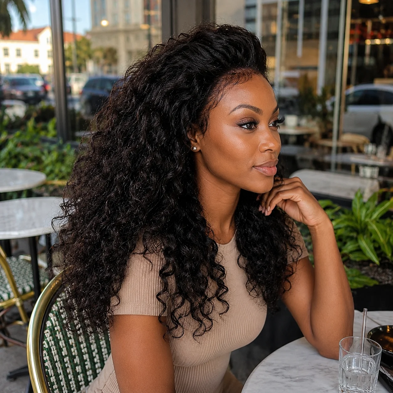 TIMOPOL #1B Natural Black 22 Inch Jerry Curly Lace Front Wig, 13x4 Glueless Human Hair Wig Pre Plucked Baby Hair Curly Wig for Black Women