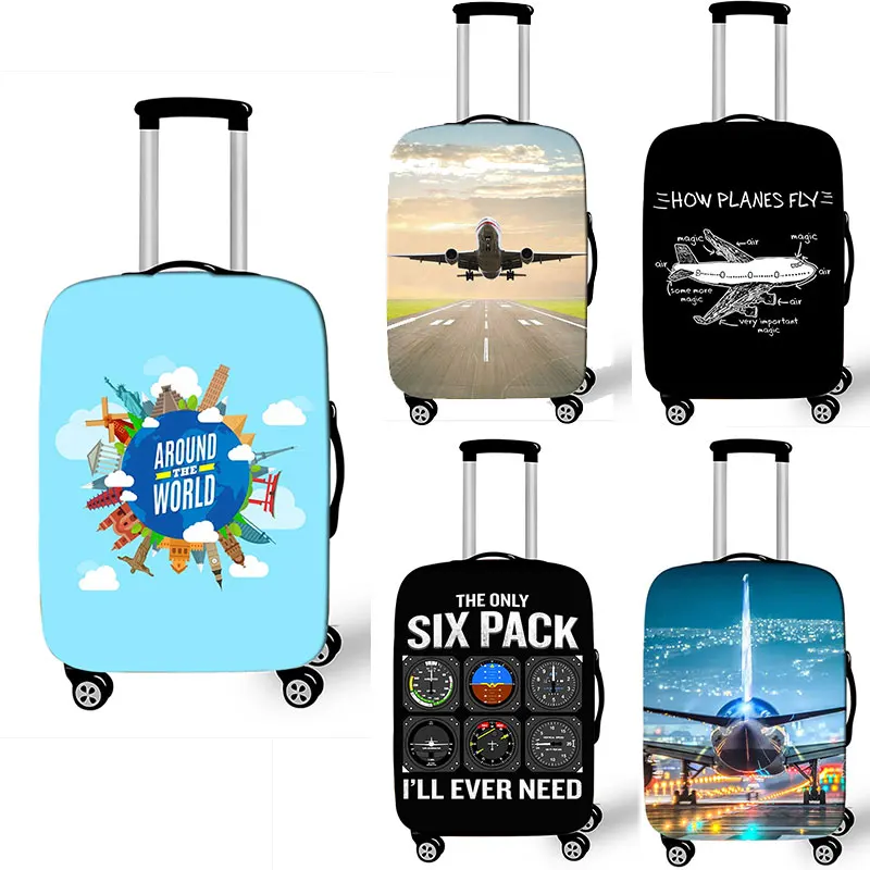 

Aerospace Engineering Airplanes Luggage Covers 18-32 Inch Elastic Trolley Case Map Plane Protective Anti-dust Suitcase Cover