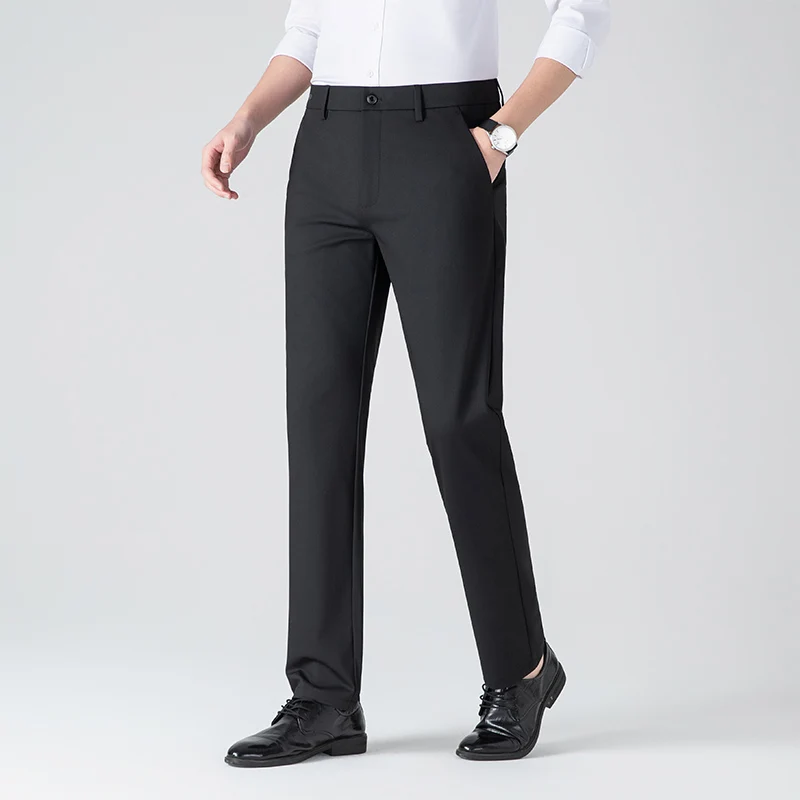 2025 Men's Trousers Stretch Comfort & Breathable for Office & Casual  Black Gray Dress Pants Modern Straight-Cut Underwear