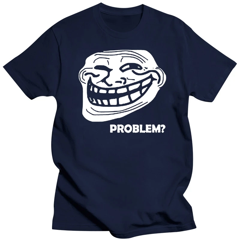 Funny Tshirs Men PROBLEM TROLLFACE TROLL FACE SLOGAN MEME Men's Black T-Shirt