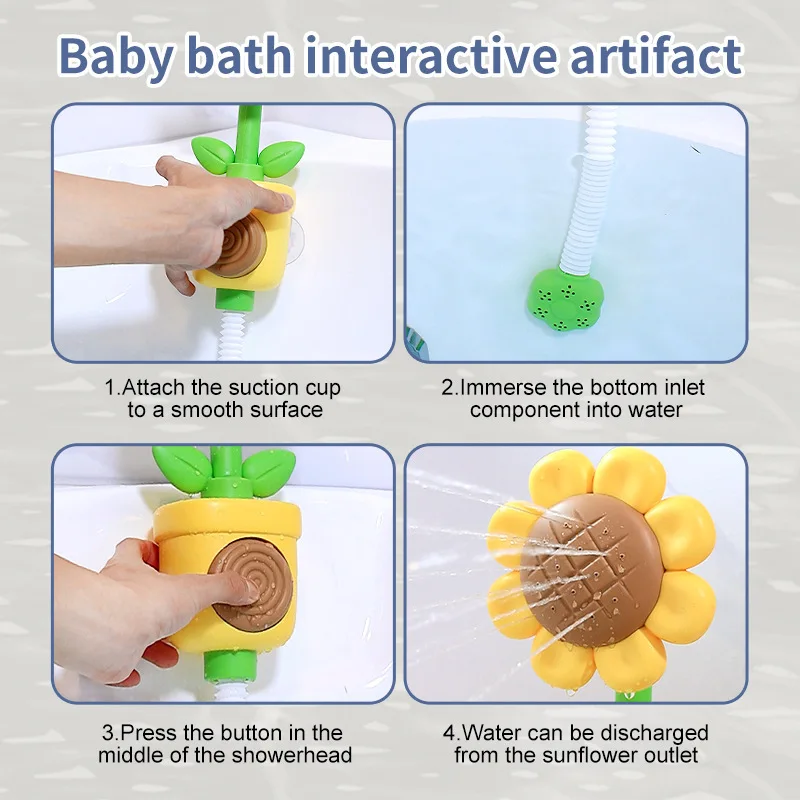Sonnenblumen Dusche Baby Kinder Bad Spielzeug Pool Wasser Spray Werkzeug Cartoons Sonnenblumen Jungen Mädchen Kinder Wasser Spielen Spielzeug Zubehör