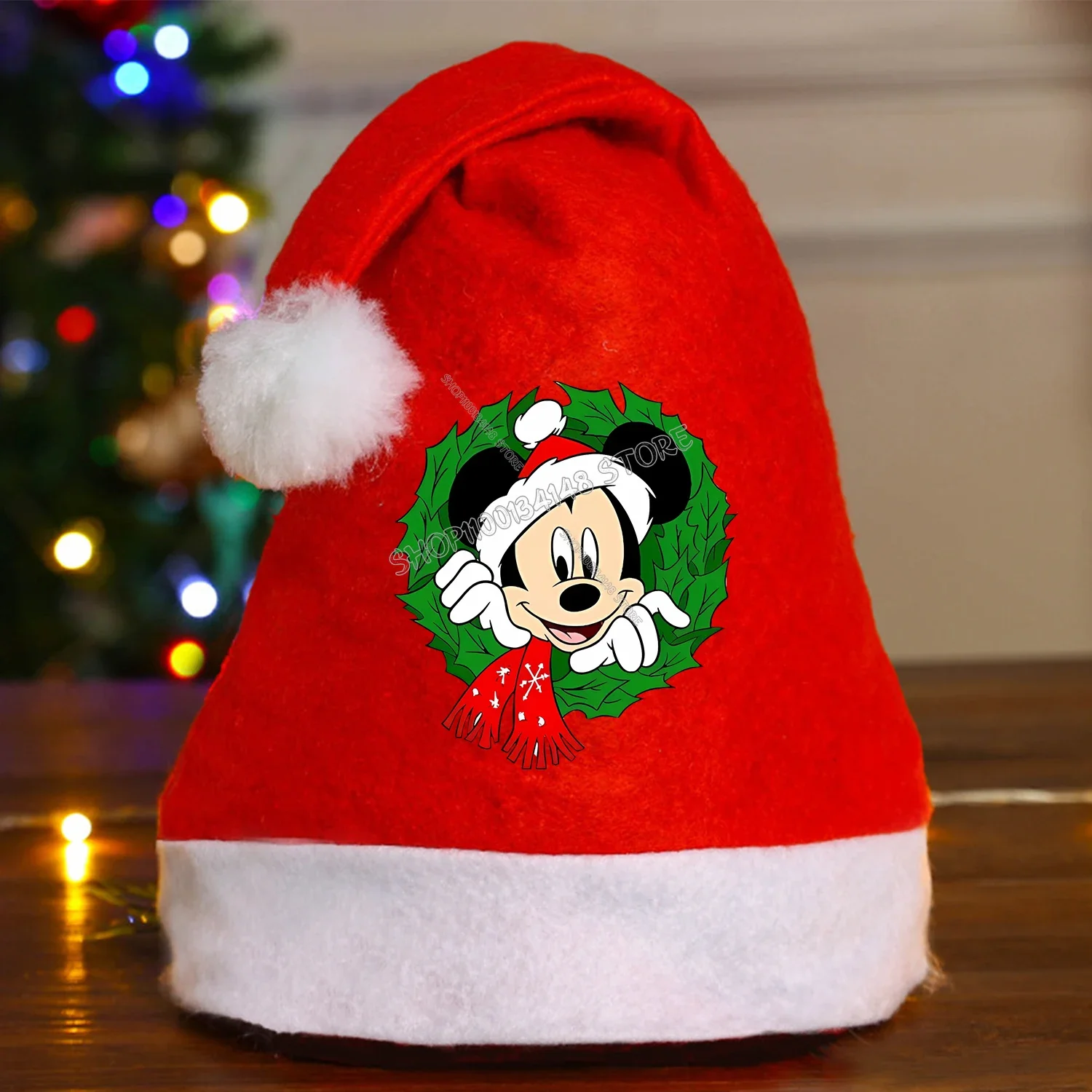 디즈니 미키 마우스 크리스마스 모자 휴일 파티 용품 모자 만화 영화 파생 주변 장치 장식 어린이 선물 가방