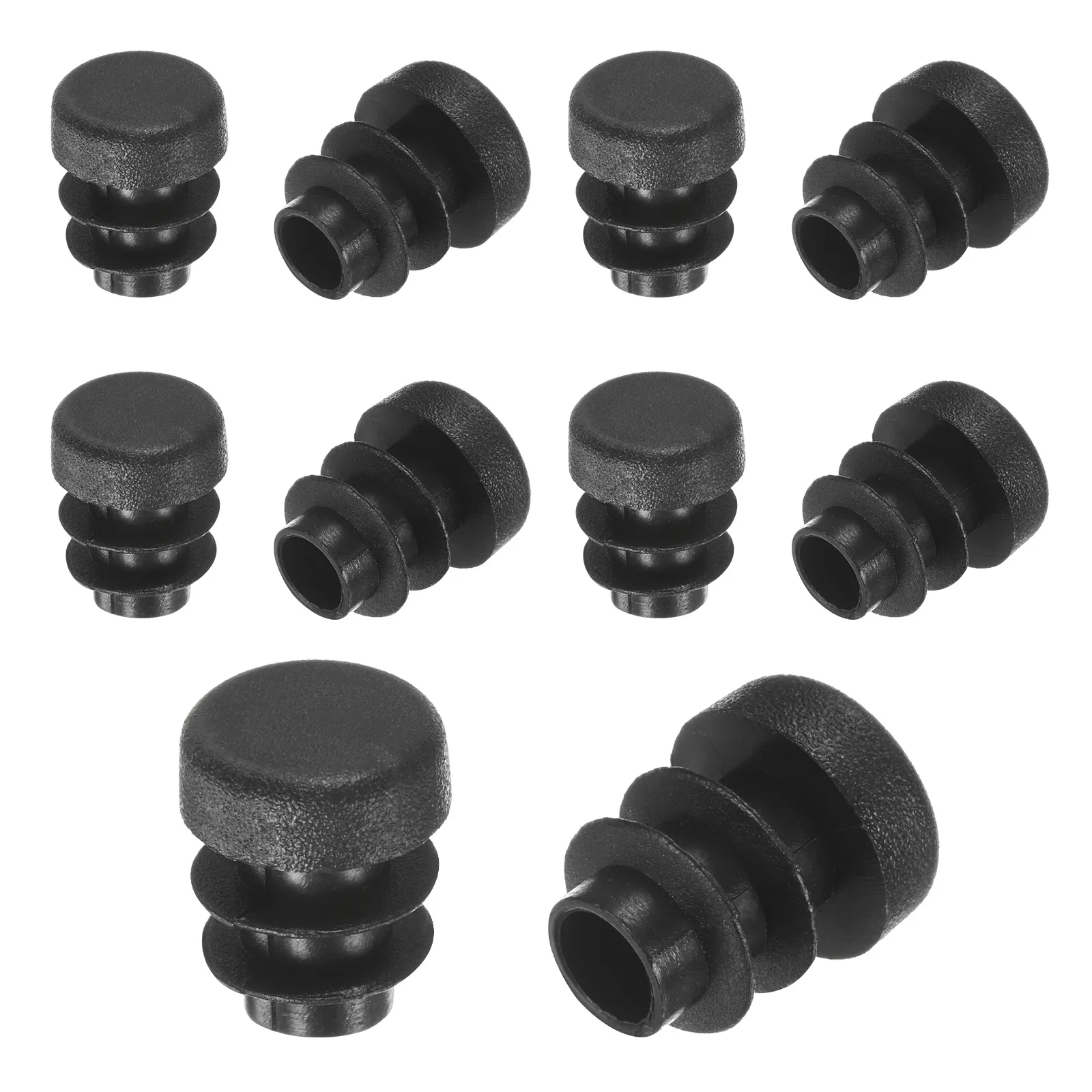 8/10/20/50Pcs Round Plastic Plugs Furniture Tube Inserts Non-Slip Foot Pads Sealing Covers Caps Furniture Plugs 12-70mm OD Black