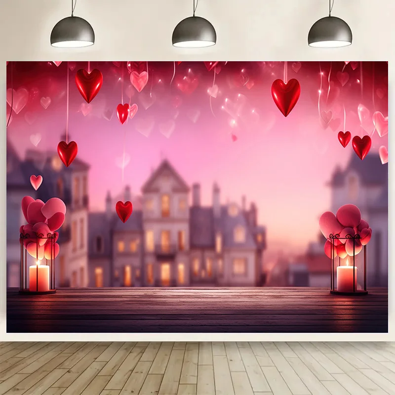 

Vinyl Custom Romantic Valentine's Day Photography Backdrops Props Red Rose Wedding Love Heart Wall Photo Studio Background VS-82