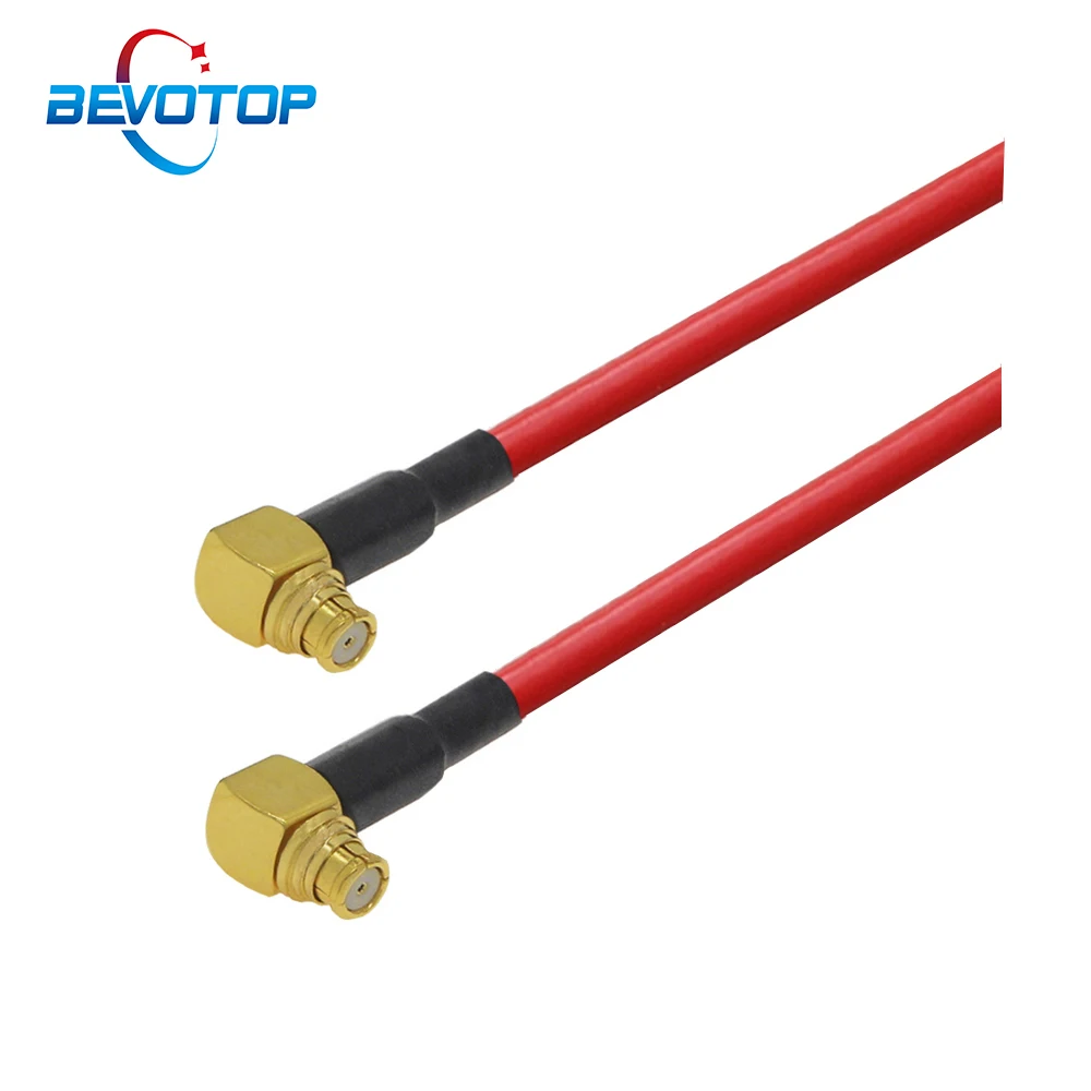 Cable coaxial RF BEVOTOP SMP hembra a SMP hembra de 90 grados, semiflexible, rojo RG405, conector tipo pigtail, 50 ohmios