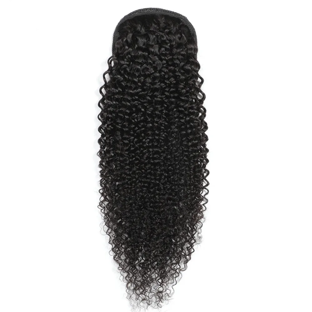 Parrucca per capelli umani di colore naturale al 100% 8-24 pollici Afro ricci con coulisse coda di cavallo capelli 3C 4A cavallo con coulisse capelli veri di alta qualità