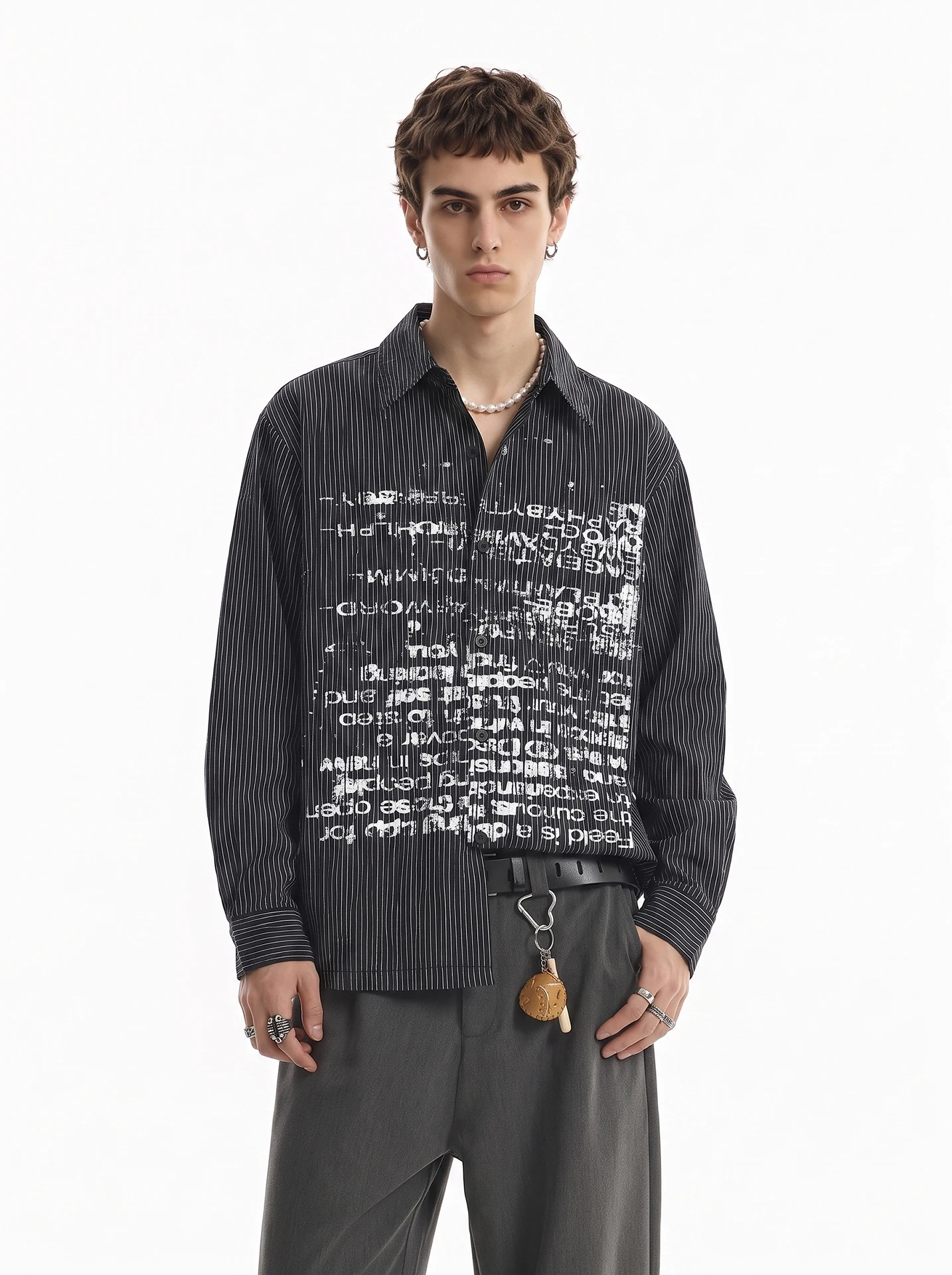 Retro American Style Men's Long Sleeve Striped Shirt Vintage Worn-look Loose Fit Casual Fashion Streetwear Autumn Shirt