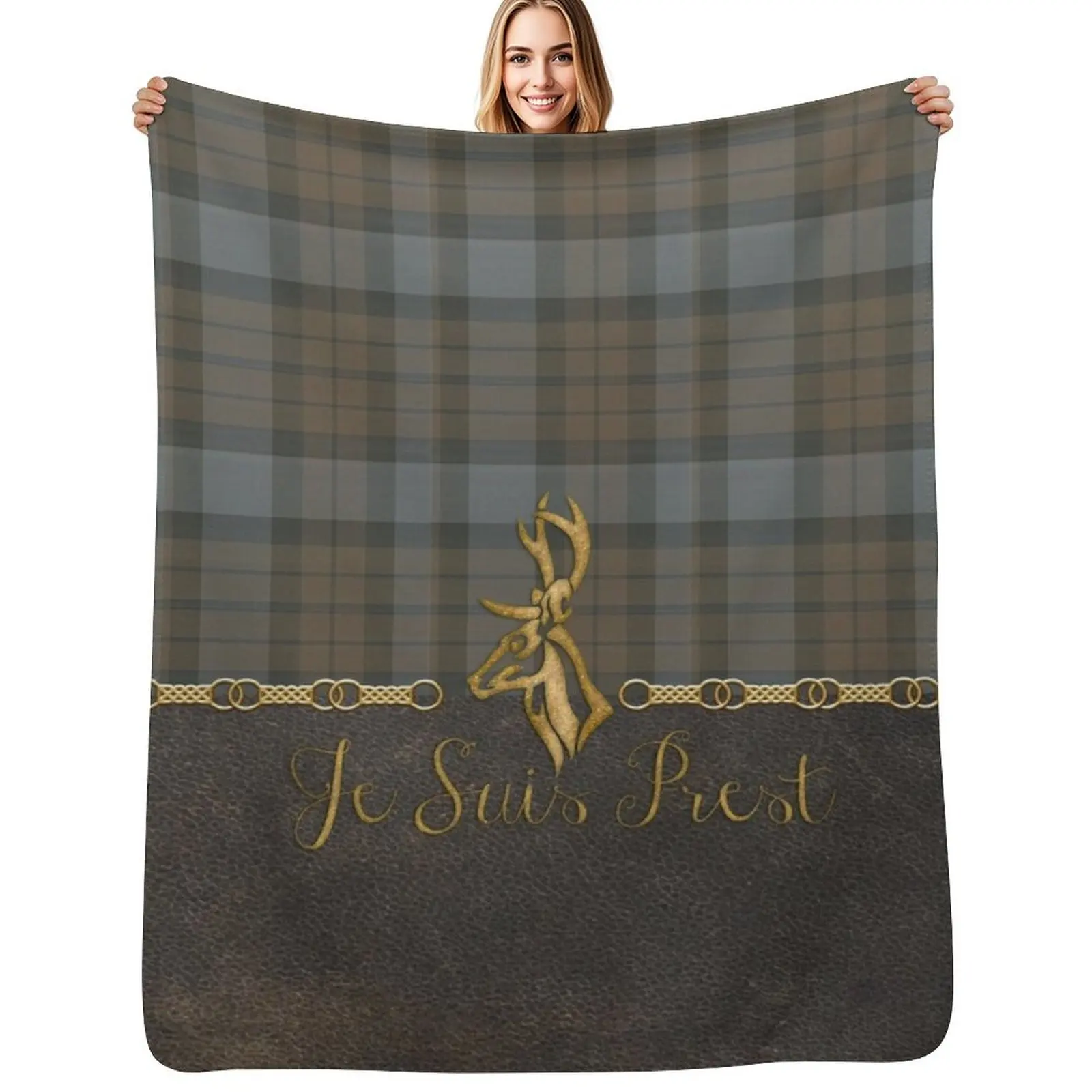 

Leather and tartan - Je suis Prest Throw Blanket Camping Luxury Thermal Soft Big Blankets
