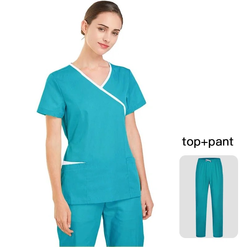 Viaoli New Wholesale Polyester Cotton Solid Color Uniform Beauty Salon Nursing Uniform Lab Uniform Pet Shop Work Scrub Uniform