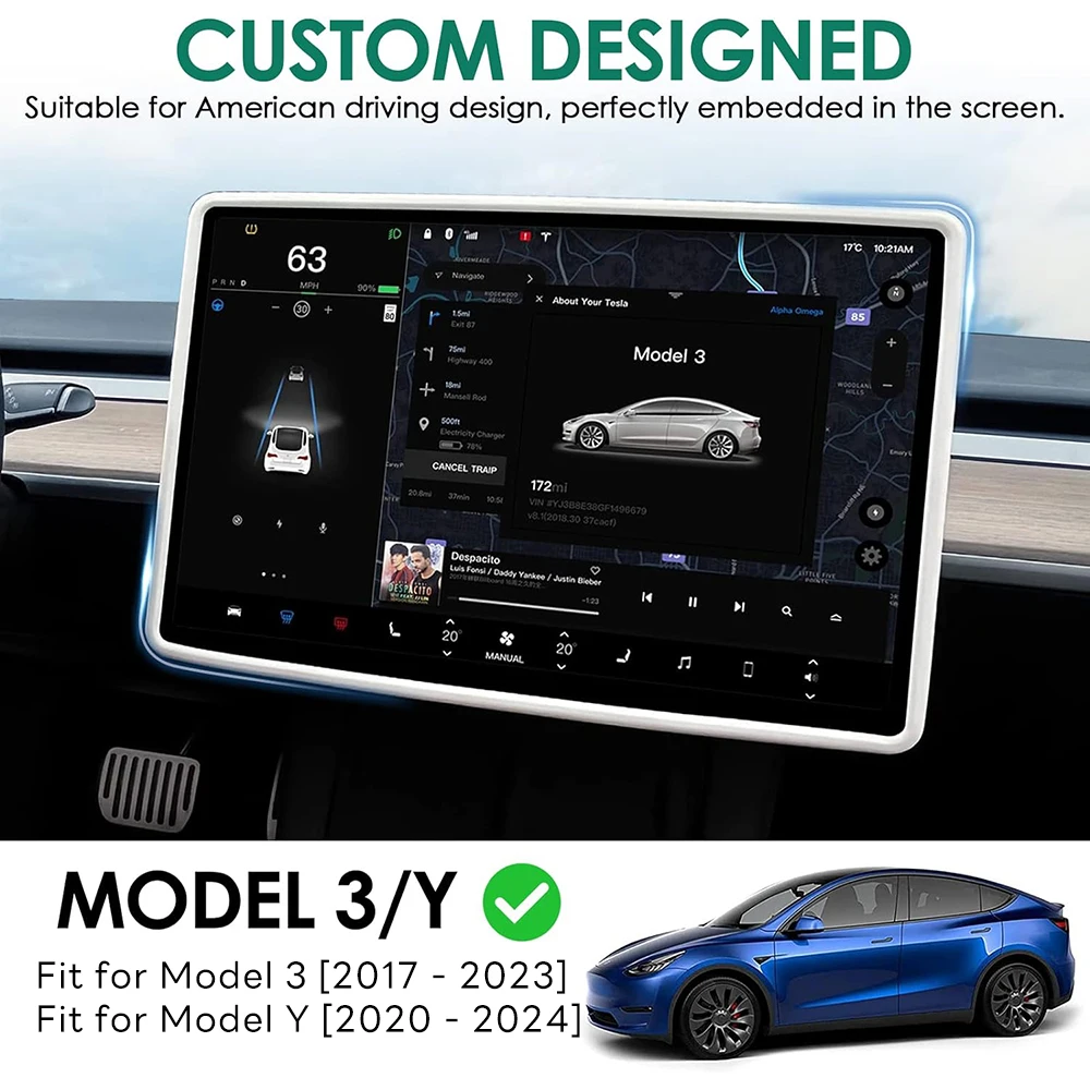 Per Tesla Modello 3 Y Highland Protezione Dello Schermo Telaio In Silicone Display Bordo Copertura Del Corpo Accessori di Controllo Centrale 2024