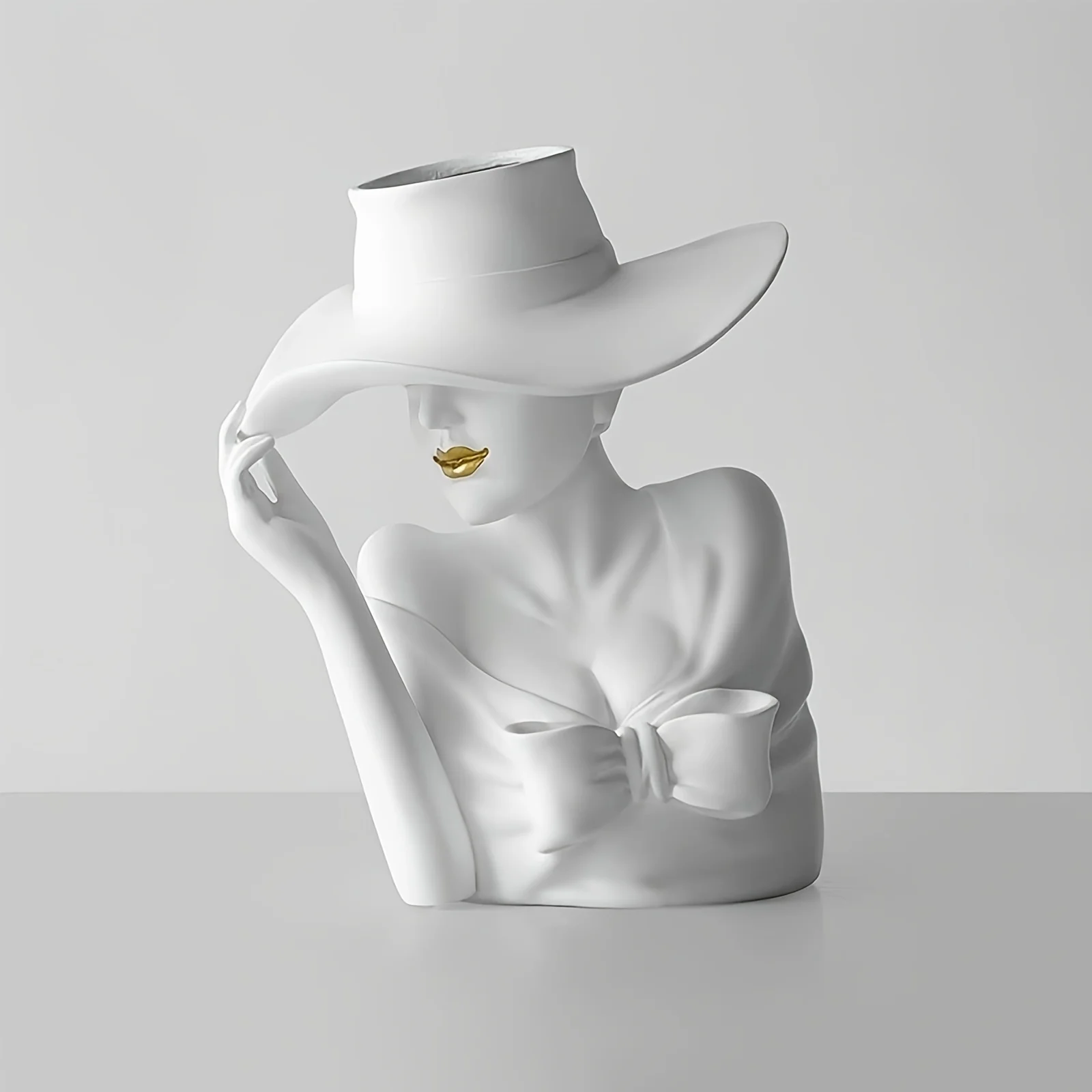 1PcsNordic Minimalist Elegant Lady Head Vase Resin Statue Flower Pot Sculpture Ornament for Living Room Entrance Cafe Home Decor