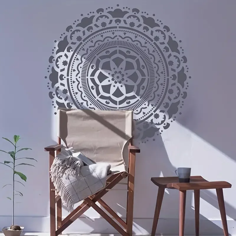 1pc 1/4 Mandala DIY wieder verwendbare Formen laser geschnittene Mal schablonen, Bodenfliesen Stoff Wandform Möbel Retro-Stil Schablonen 50*50cm