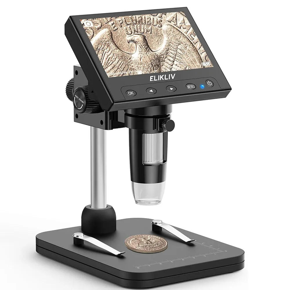 

Elikliv 4.3'' Digital Microscope 1000X Video Microscope with 8 Adjustable LED Lights PC View for Adult Soldering Dropshipping