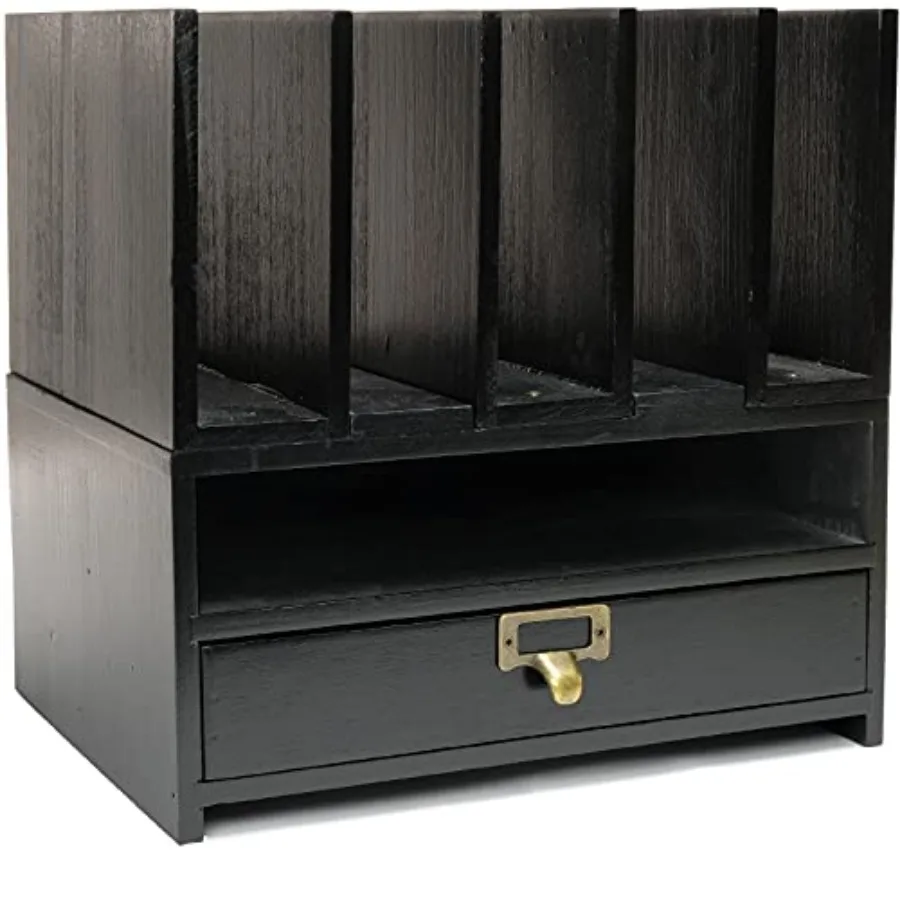 

Деревянный вертикальный лоток для бумаг с выдвижным ящиком: Настольный органайзер для файлов, папок, блокнотов, ручек, карандашей и канцелярских принадлежностей