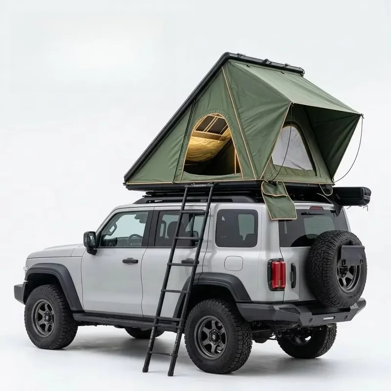 Hard Shell Car Roof Top Tent Waterproof SUV Truck, Rooftop Camping Shelter with Mattress 1-2 Person Outdoor Overlanding