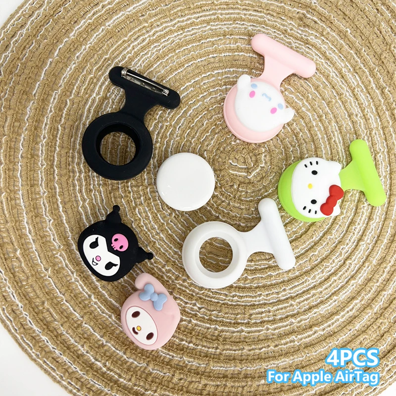 

4 PCS Sanrio Hello Kitty Cartoon Kids Tracker Hidden Holder For Apple AirTags For Children Pet Adult Clothing Waterproof