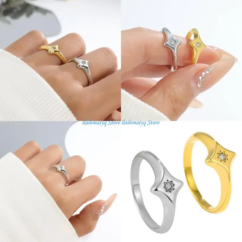 

573B Fashionable Star Pattern Diamonds Rings Comfortable And Portable
