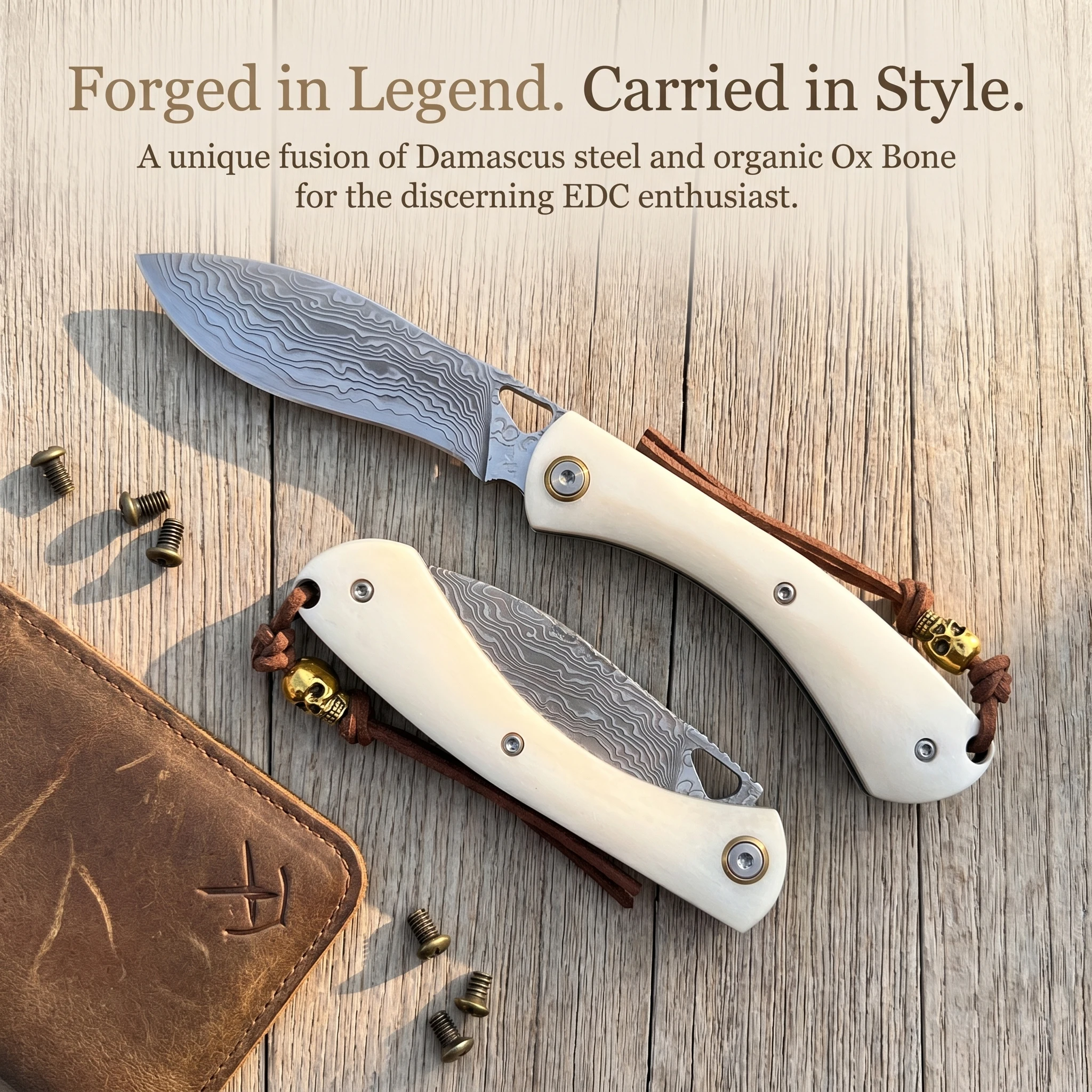 Edc Everyday Carry Knives - سكين خارجي عالي الصلابة بشفرة دمشقية،