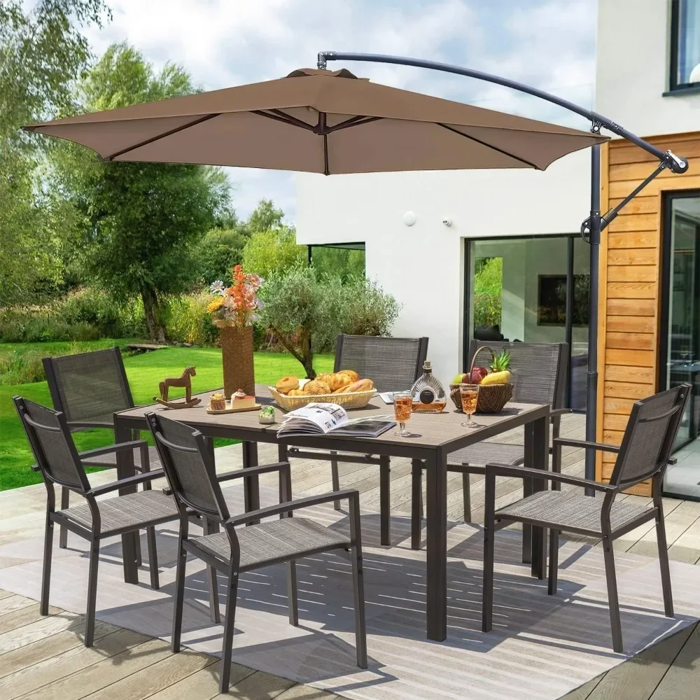 

Patio Dining Set 7 Piece, Outdoor Furniture Table and 6 Chairs