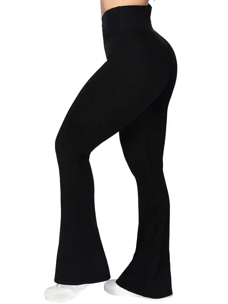 

High Waist Stretch Flare Yoga Pants For Women Tummy Control Wide Leggings