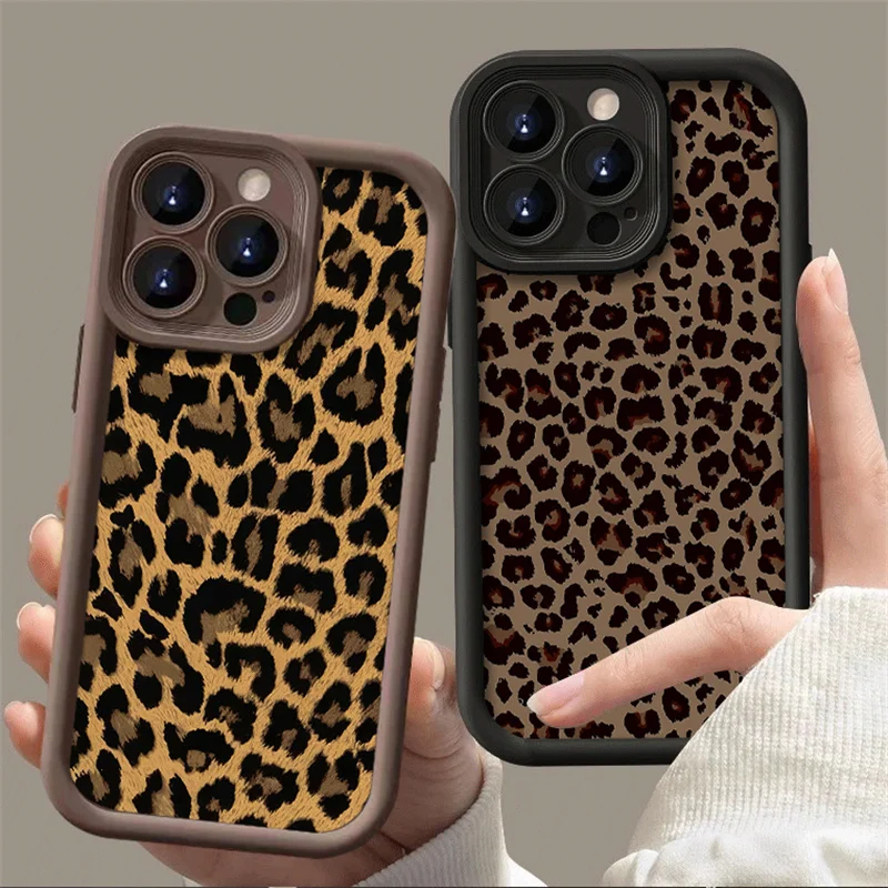 Gold Leopard Silicone Leather Phone Case For Samsung Galaxy S24 Ultra S23 S22 S21 Plus FE A54 A34 A14 A73 A53 A33 Soft Cover