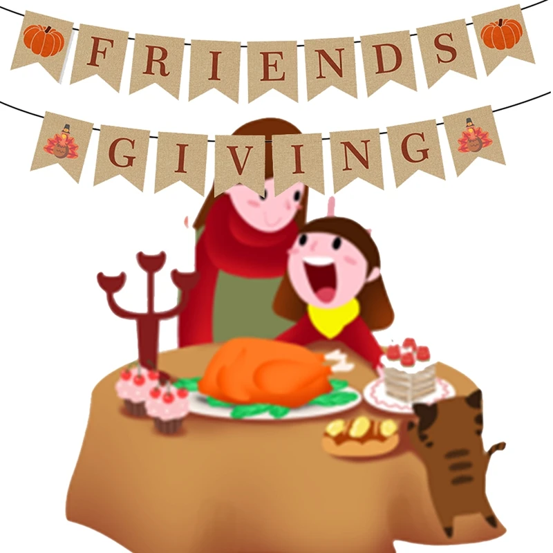 1 Piece Paper Fall Flag String Thanksgiving Maple Leaf Pumpkin Banner For Thanksgiving Party Decoration