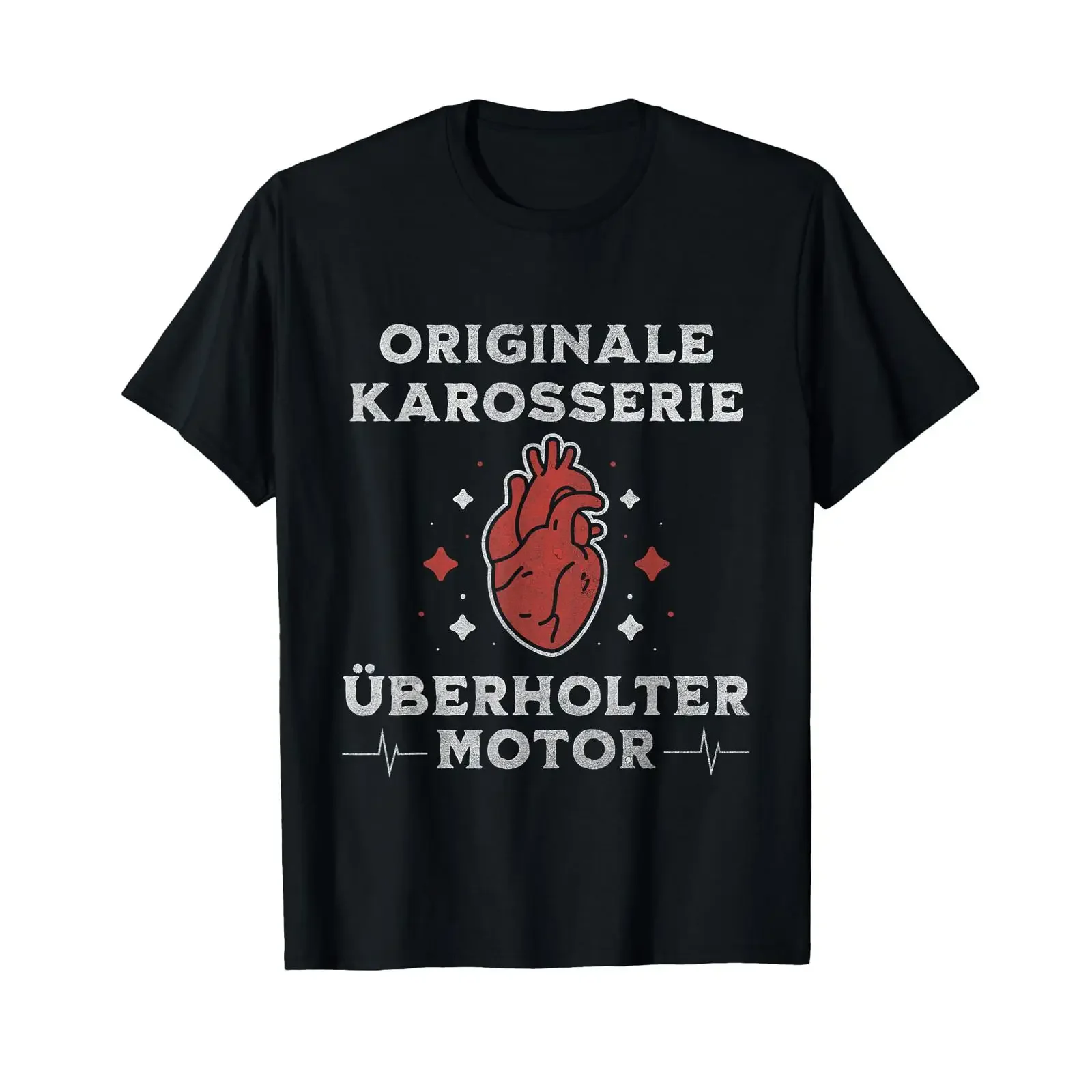 T-Shirt „Herzinfarkt-Genesung“ schwarz S Vintage gewaschen weich Streetwear Grafik-Oberteil für den Alltag atmungsaktiv Unisex