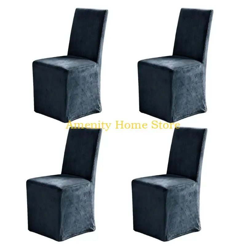 F26C Velvets Chair Slipcovers, 4Pcs Stretch Full-Coverage Cover That Wipe Clean with a Damp Cloth for Routine Surfaces Care