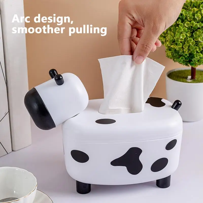 2 In 1  Cow Shaped Paper Organizer Cow Shape Dispenser Toothpick Holder Tissue Box Holder Desktop Decor DIY Toothpick Case