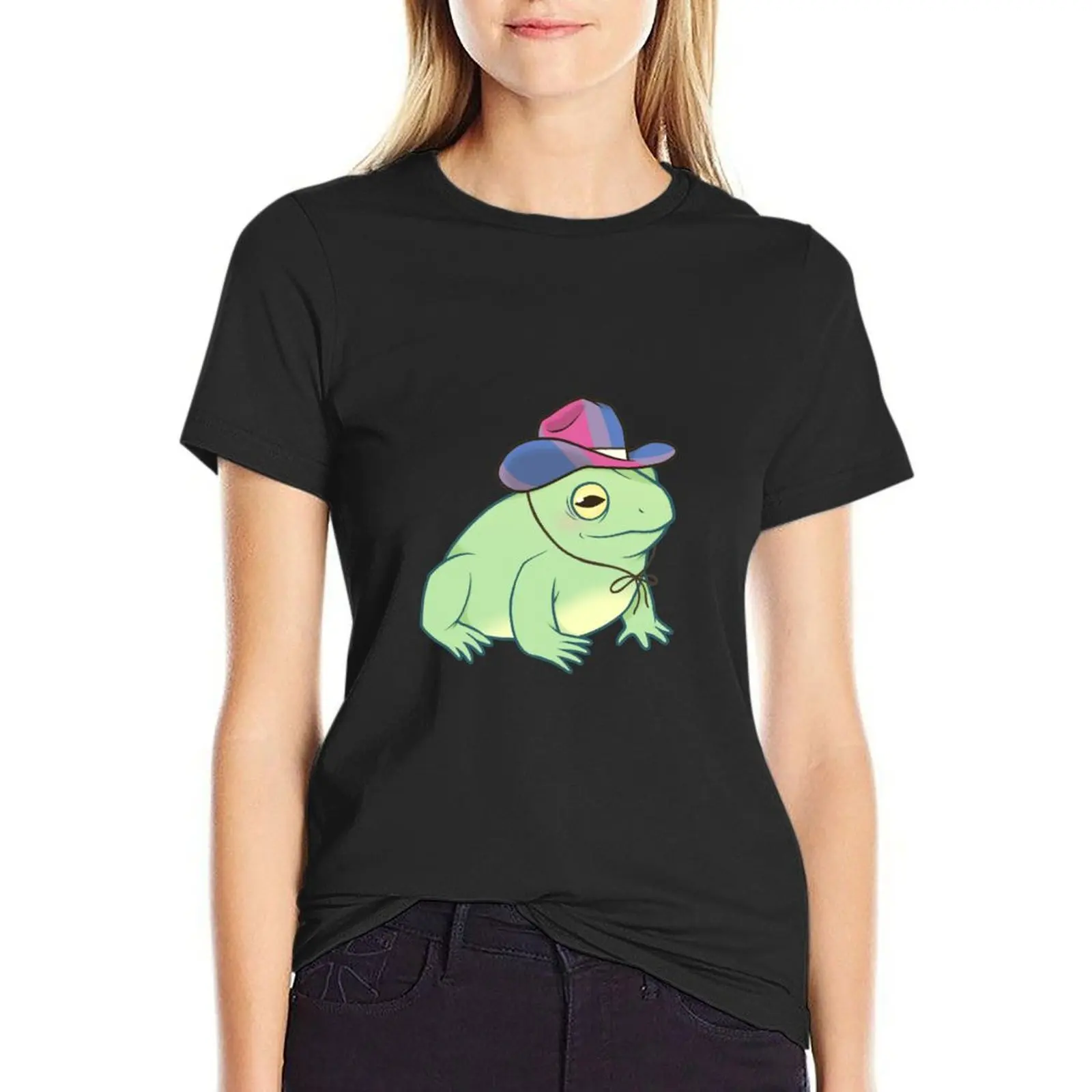 

Bisexual Pride Cowboy Frog T-Shirt sweat oversized customizeds t shirt for Women