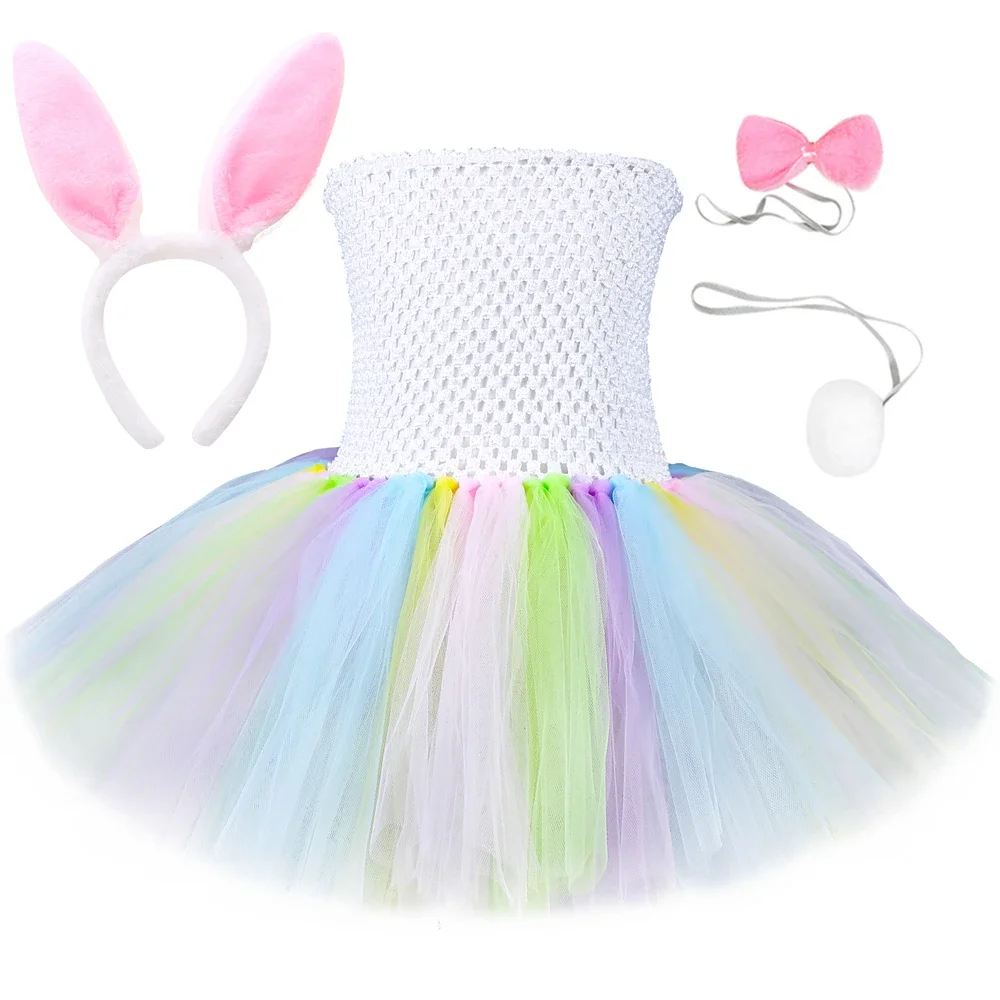 

Girls Easter Bunny Tutu Dress Outfit Tulle Kids Birthday Party Princess Dress Halloween Toddler Baby Girl Rabbit Cosplay Costume