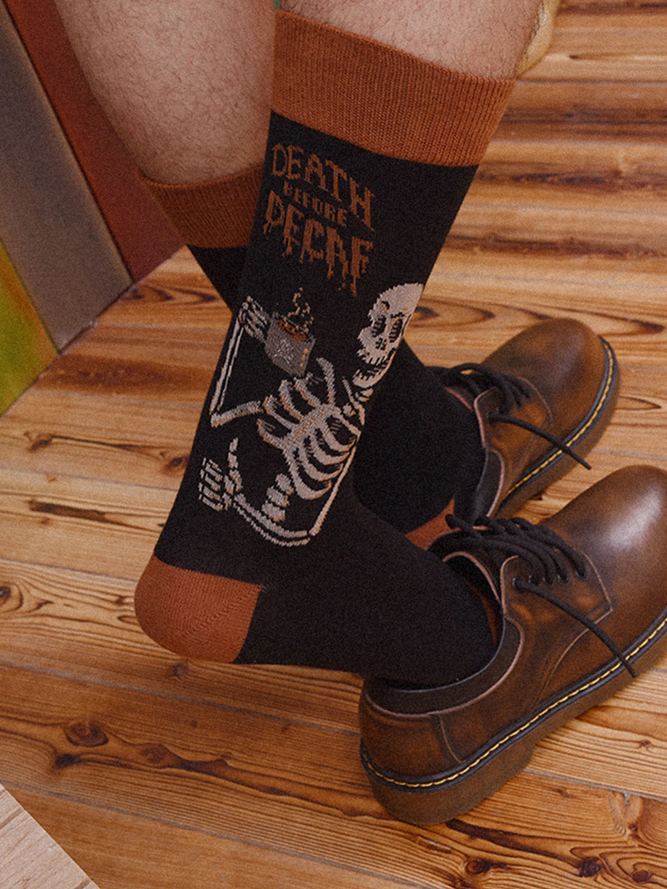 3 pairs unisex women men skull character Halloween party grunge style crew socks for men women