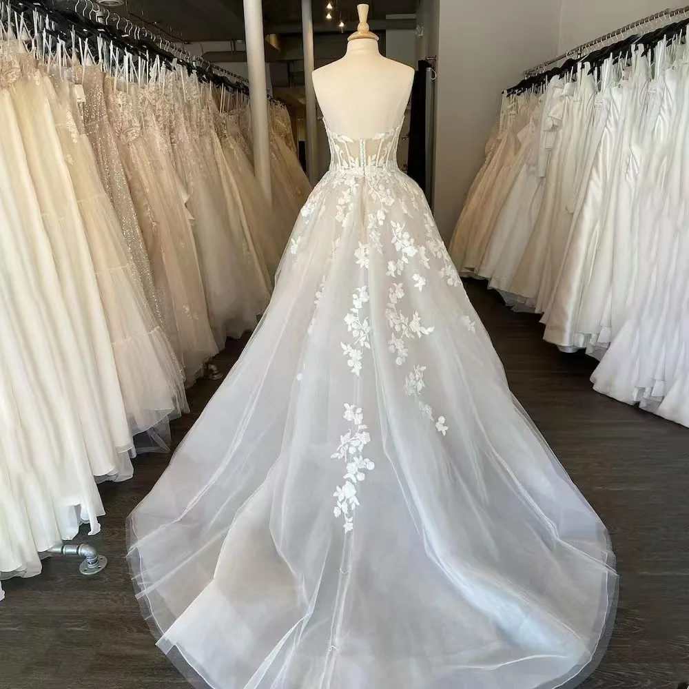 فساتين زفاف كرواتيا Fairyable البوق للنساء أزهار 2025 زينة آلهة العروس تول فيستدوس دي نوفيا مخصصة