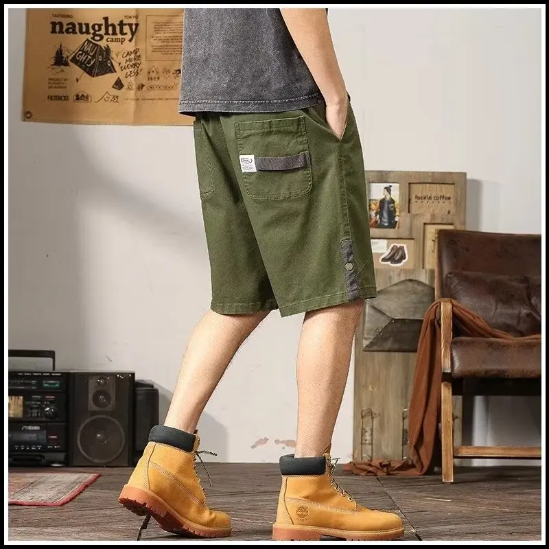 Summer Oversized Men's Shorts Korean Harajuku High Street Sports Shorts Trendy Men's Clothing Green Sweatpants Short Pants Men