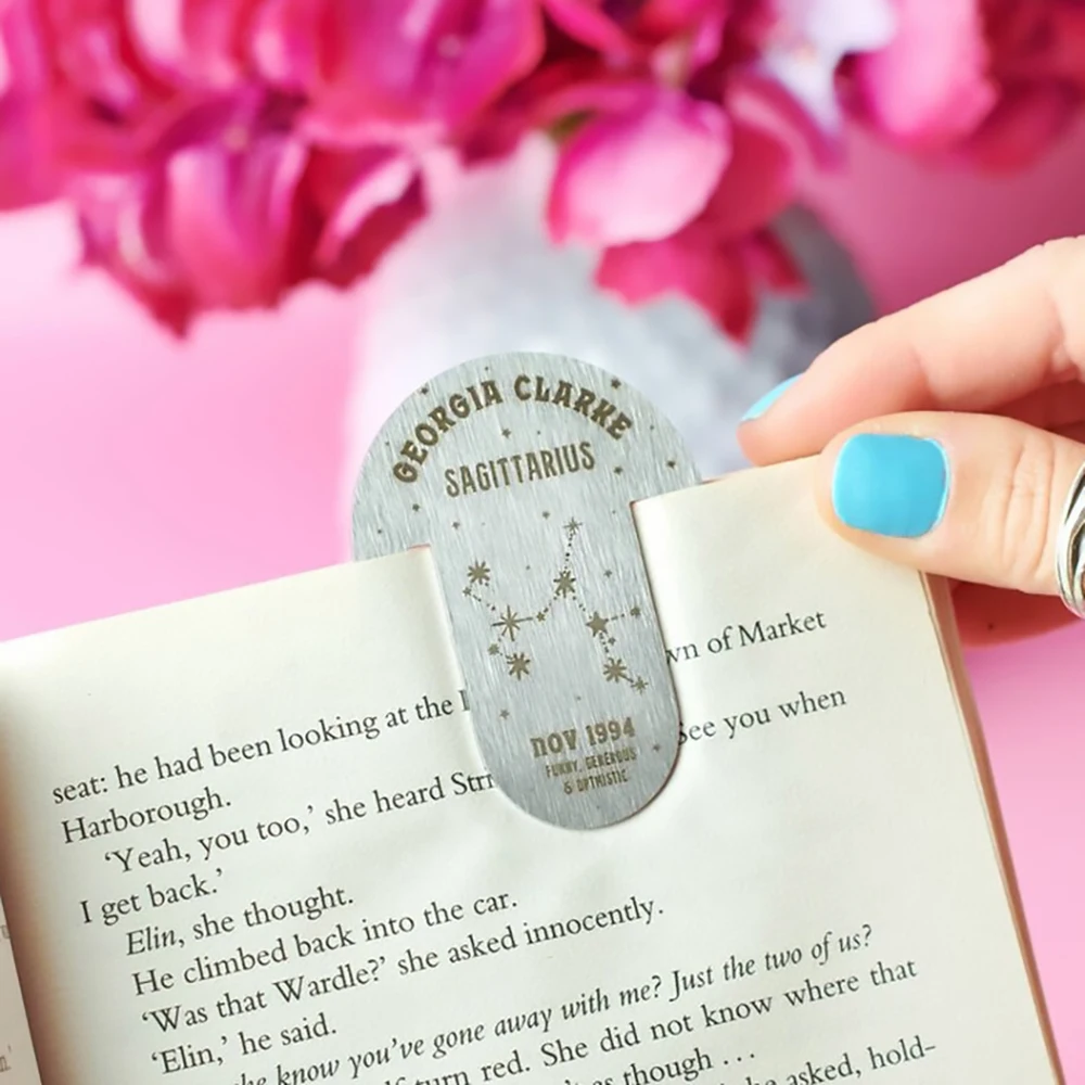 New Customized Oval Stainless Steel Bookmarks, Gifts for Teachers, Students, Wedding Guests, Zodiac Flower for Graduation Season