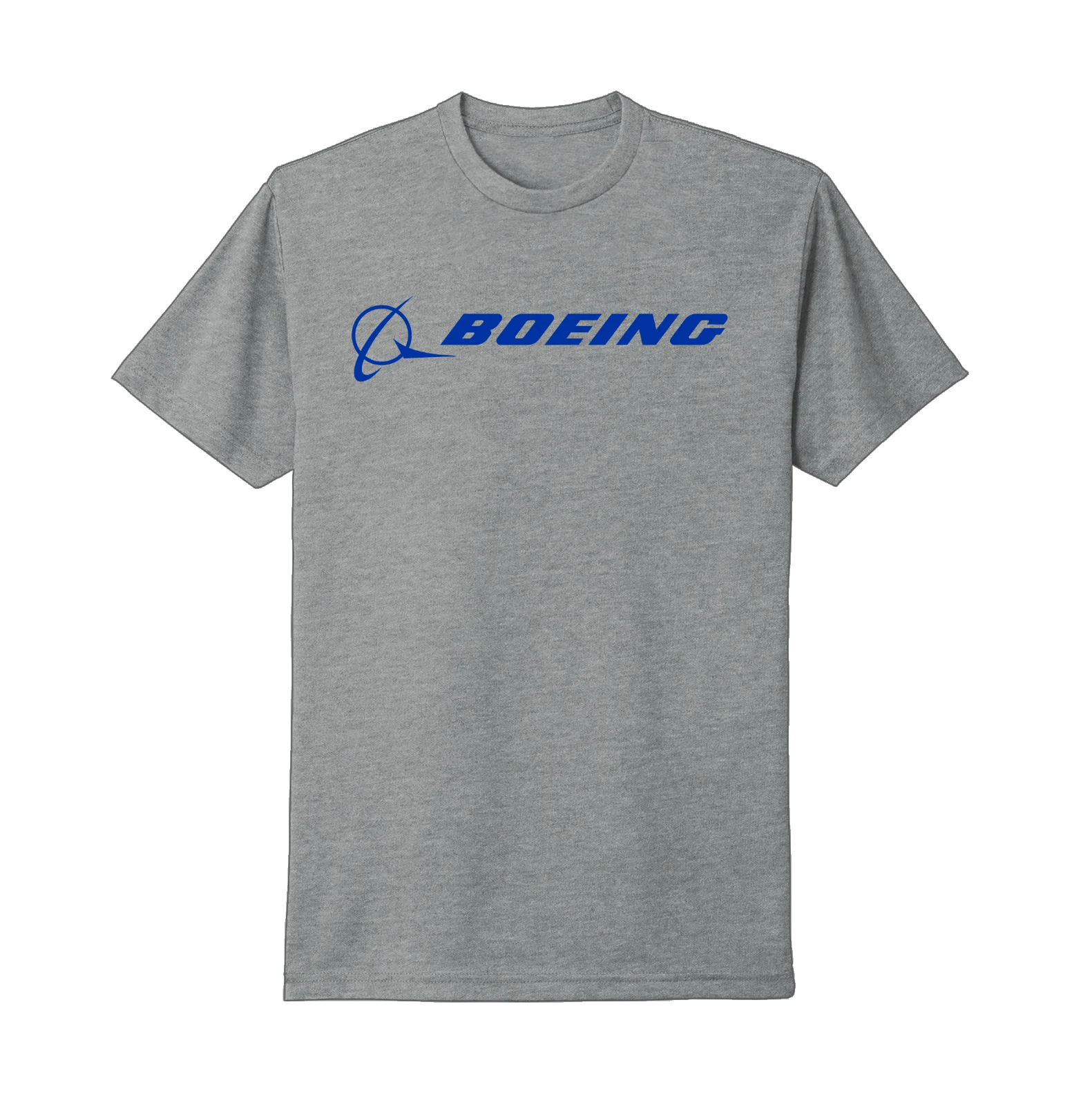 Boeing Aerospace Aviation American Aircraft Company Blue Logo Grey T-Shirt