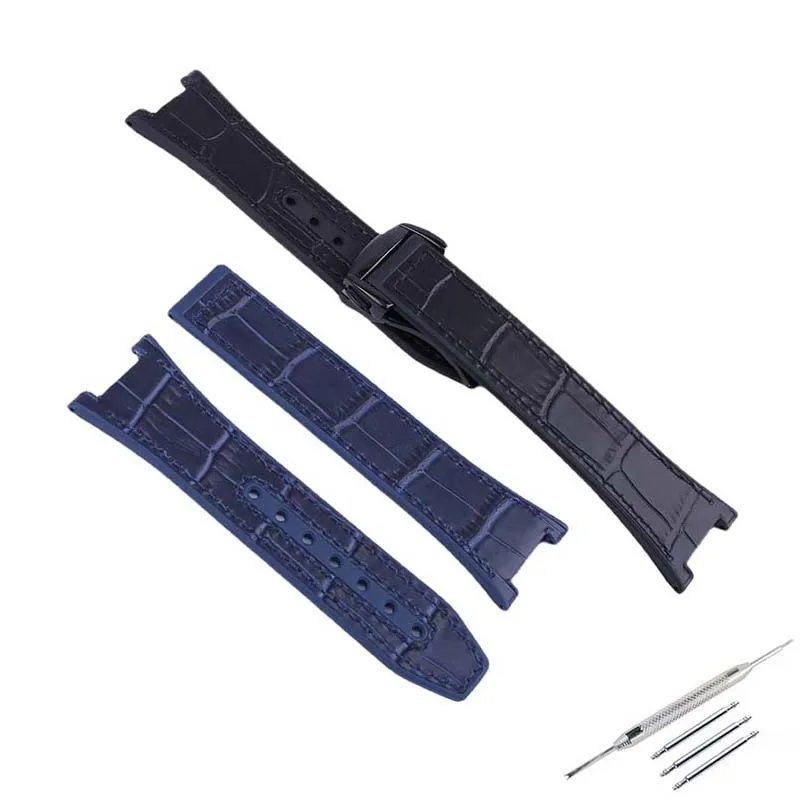 حزام ساعة من جلد البقر المطاطي الفلوري متوافق مع كوكبة أوميغا 131 23 41 مانهاتن 24 مللي متر × 18 مللي متر حزام ساعة المرصد