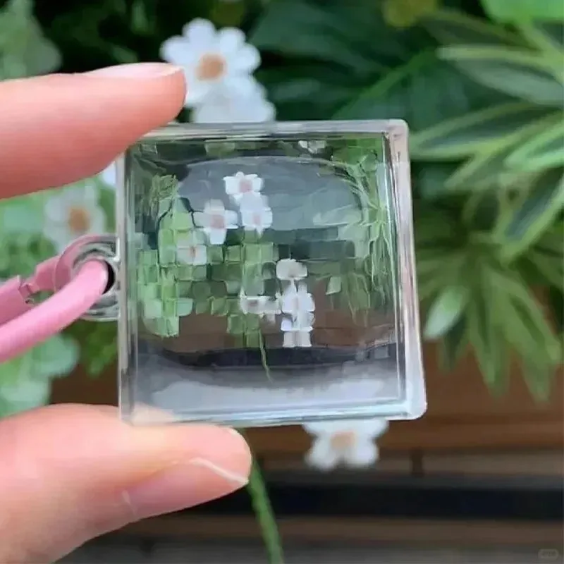 1 قطعة جديد فارغة الاكريليك بكسل المفاتيح زوجين قلادة واضح إطار صغير الإبداعية ديكور ذاتي الصنع هدية للذكرى السنوية #3