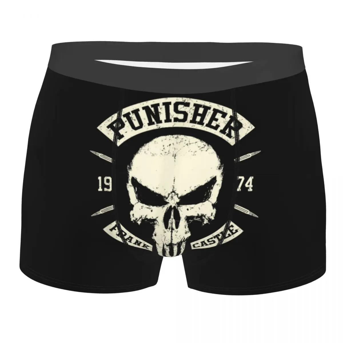 

Boxer Punisher Frank Castle 1974, шорты с логотипом черепа, трусы, мужское нижнее белье, трусы со средней талией в стиле комиксов, трусы со средней талией Homme S-XXL