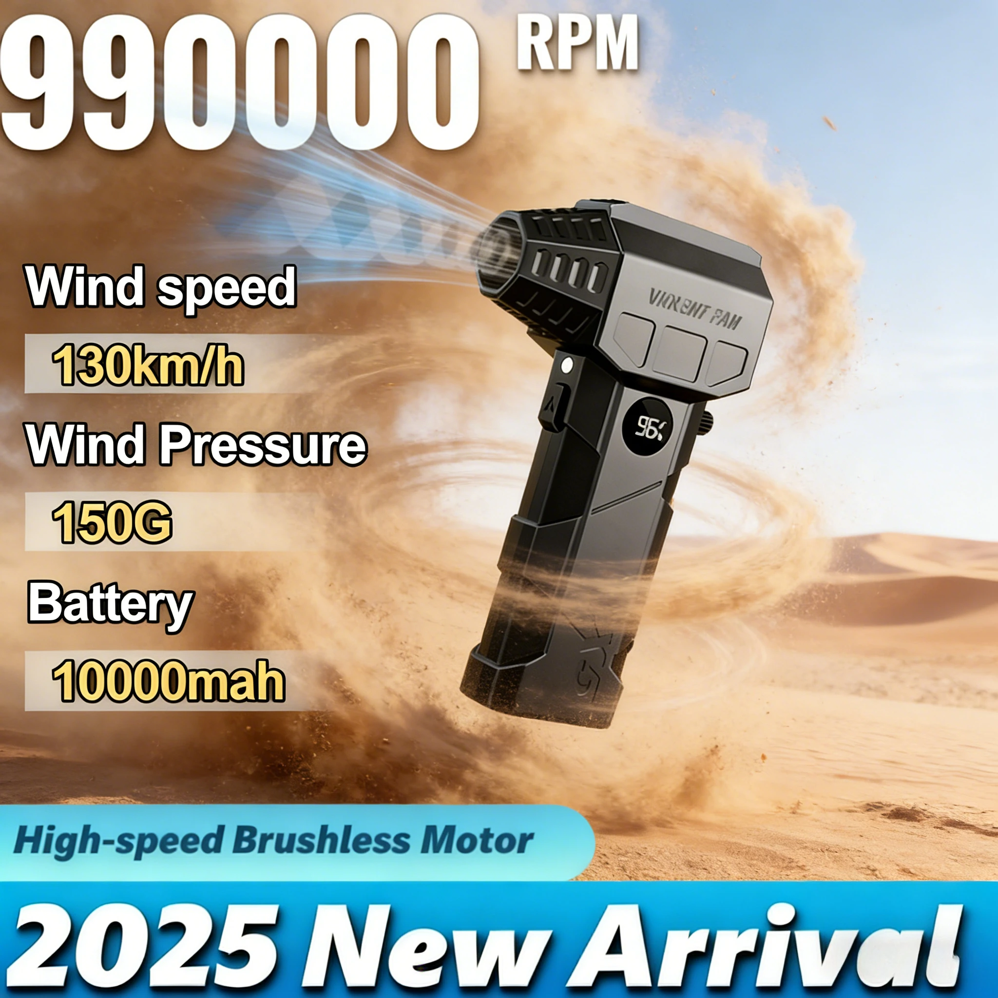 

Турбо-зверь x5 990K об/мин | Бесщеточный воздуходувка 75 м/с — тряпка 10000 мАч со светодиодным экраном