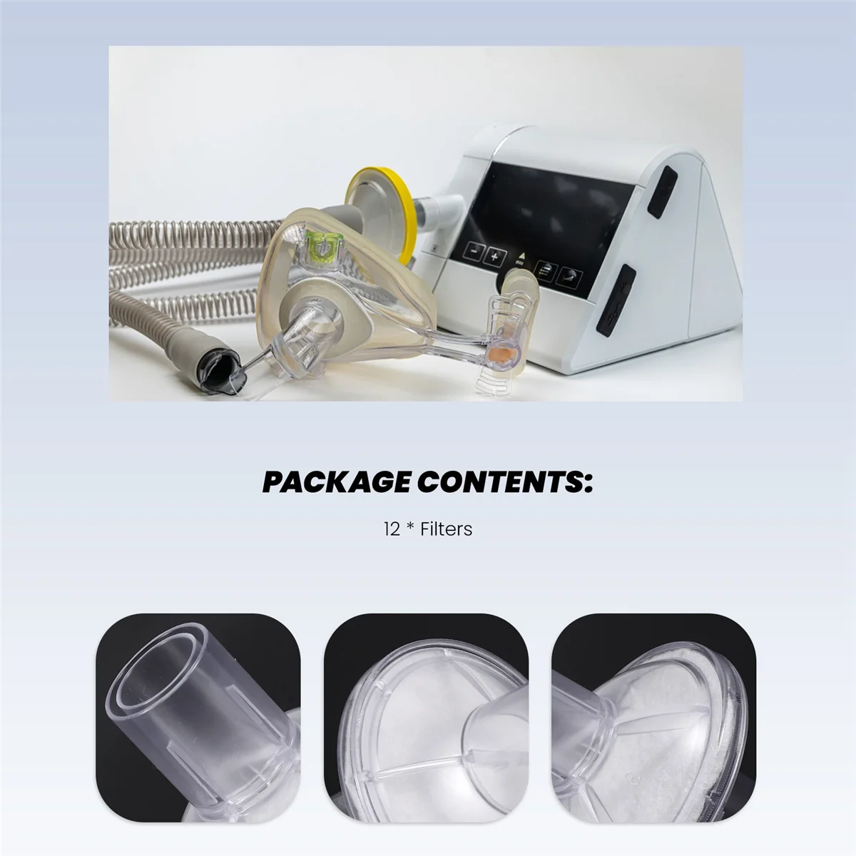 Venda quente filtro de saída viral em linha compatível com, máquina CPAP/BiPAP, 12 pacotes
