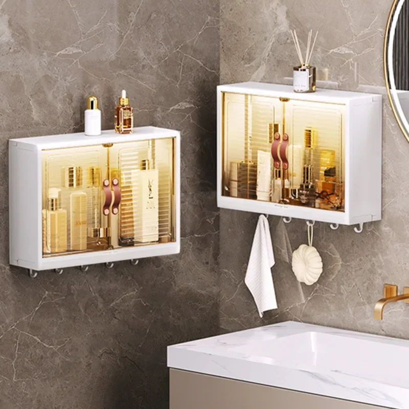 Waterproof MultiFunction Toilet Shelf WallMounted DrillFree Kitchen Storage System Bathroom Cosmetics Cabinet