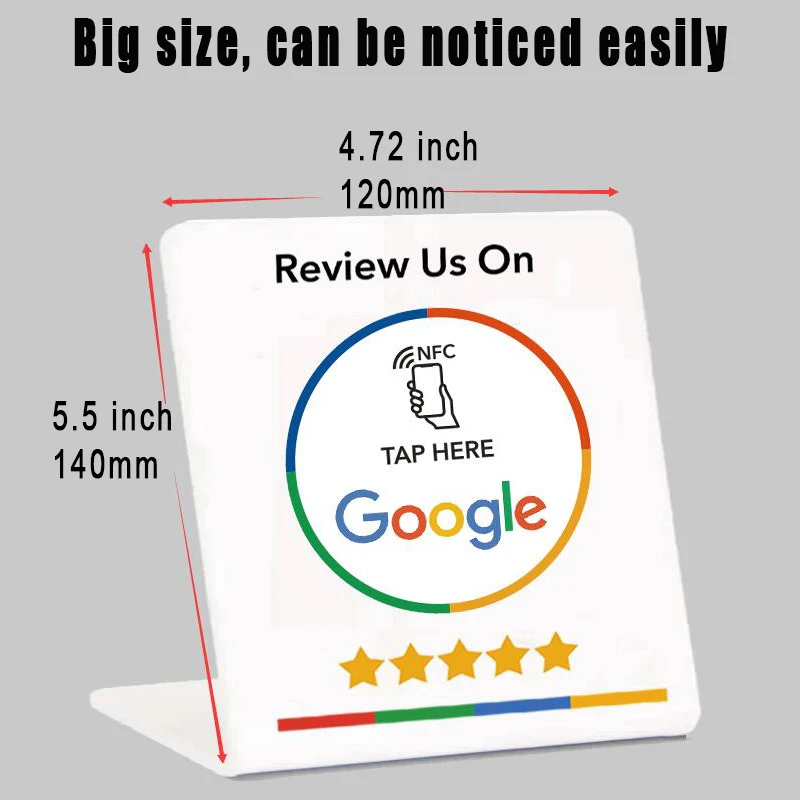 Large Size PVC Google Reviews NFC Table Display Stand Facebook Instagram NFC Stand