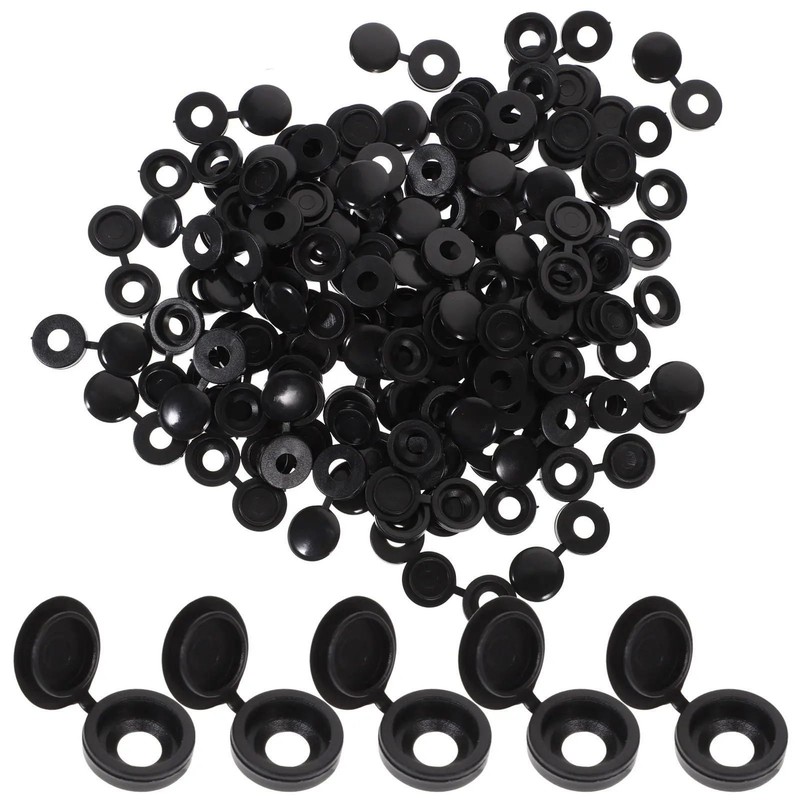 100Pcs Black Screw Covers for Furniture Plastic Screw Caps Dust Plugs Rust Proof Uv Resistant Water Washable Decorative