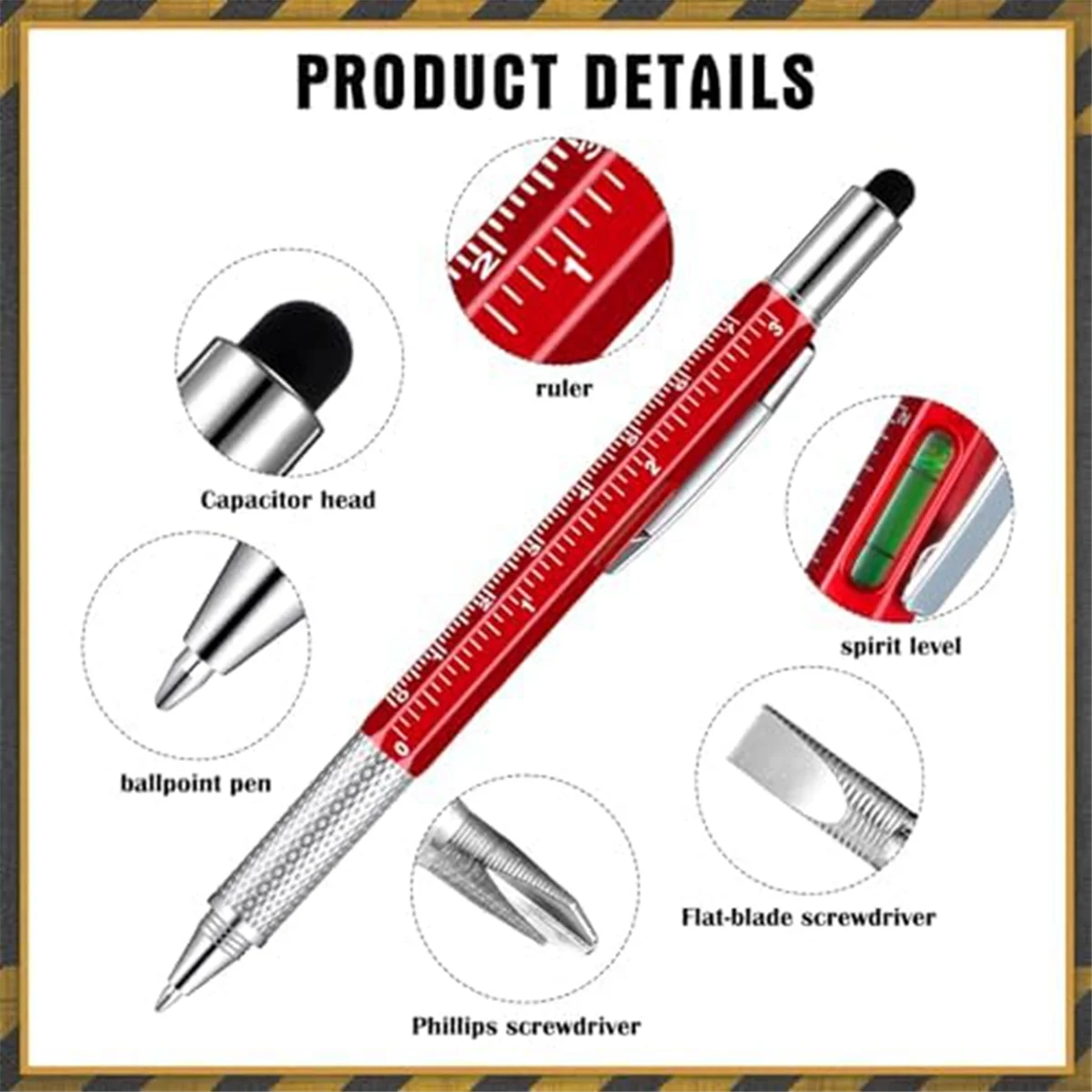 Multifunctional Pen Giftset Includes Tape Measure, 6-In-1 Practical Pen, Suitable for Men'S Birthday Party Favors, 12PCS