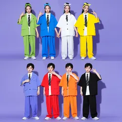 Girls Hip Hop Jazz Dancing Costume Boys School Street Dance Performance Team Clothes Kids Jazz Dance Show Stage Wear VDL5358