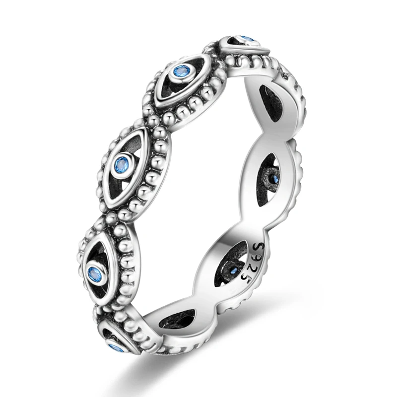 Women's 925 Sterling Silver Simple Sparkling Zircon Stackable Ring
