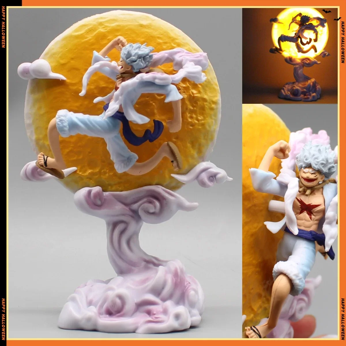 Figura de Anime One Piece de 16cm, Nika Monkey D Luffy Gear 5 com Luz da Lua, Estátua de Ação GK, Modelo de Coleção